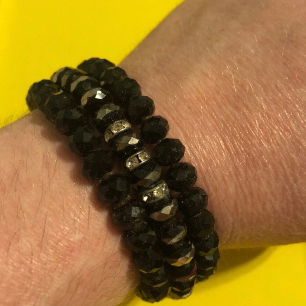 Black Beaded Wire Wrap Bracelet